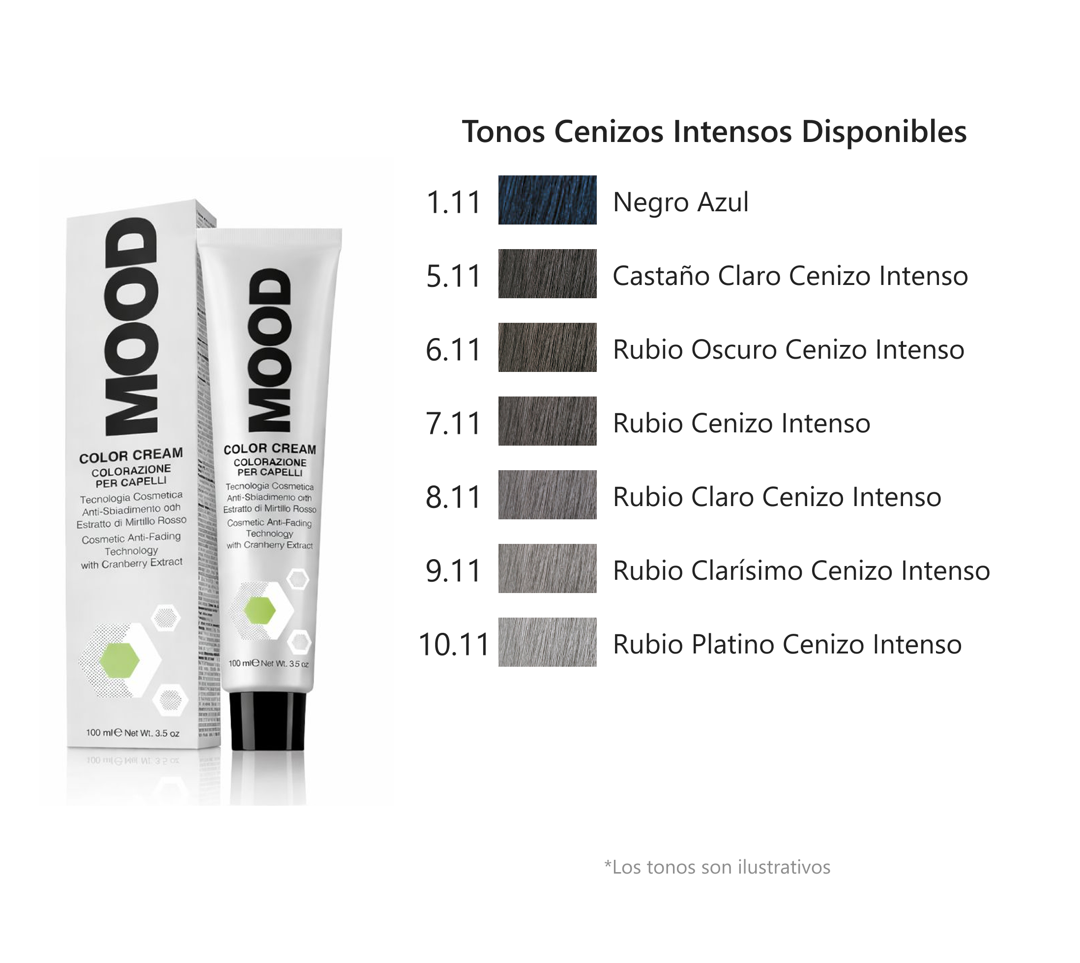 Mood - Tintes Color Cream, Tonos Cenizo Intenso