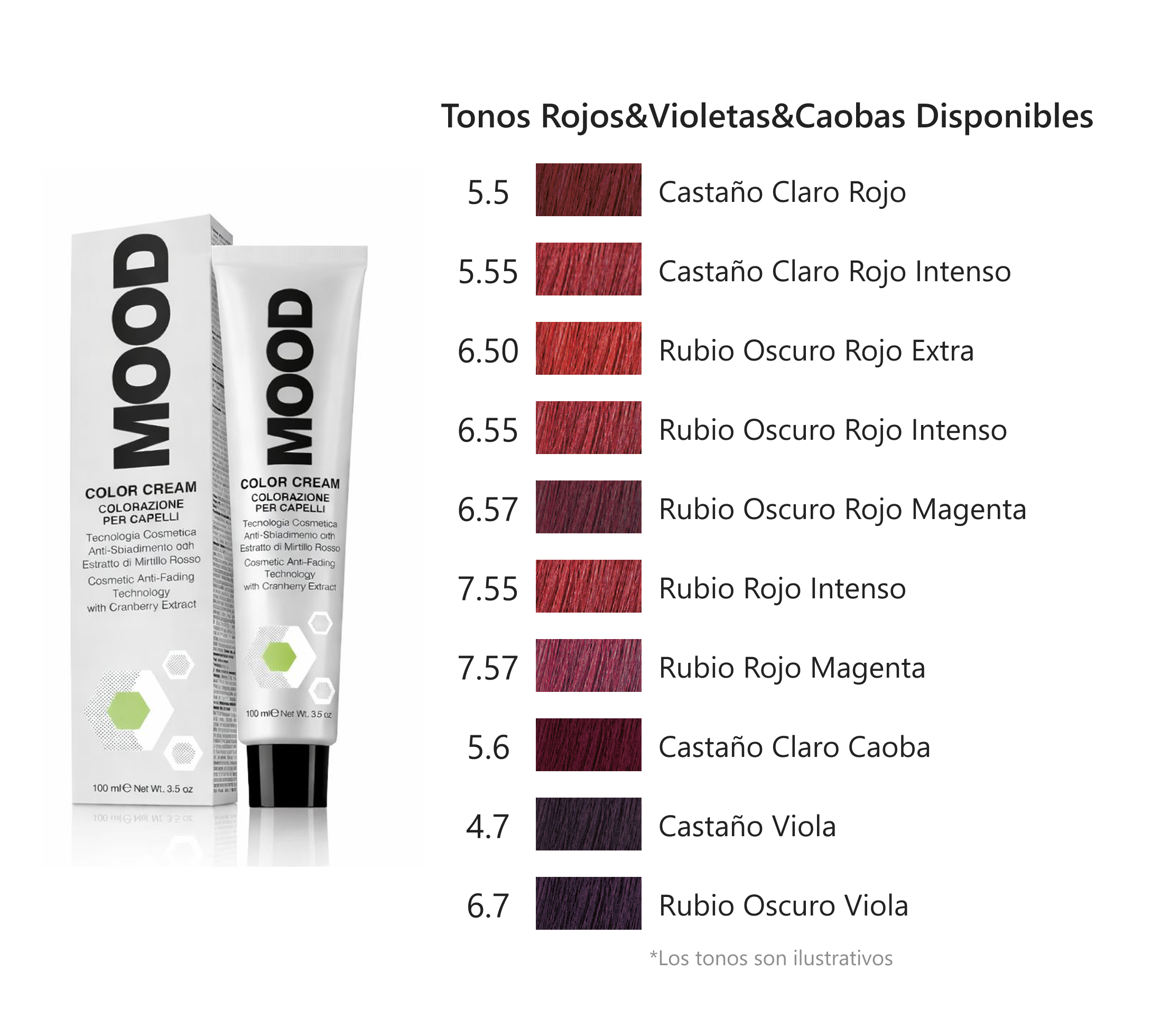 Mood - Tintes Color Cream, Tonos Rojo&Violeta&Caoba