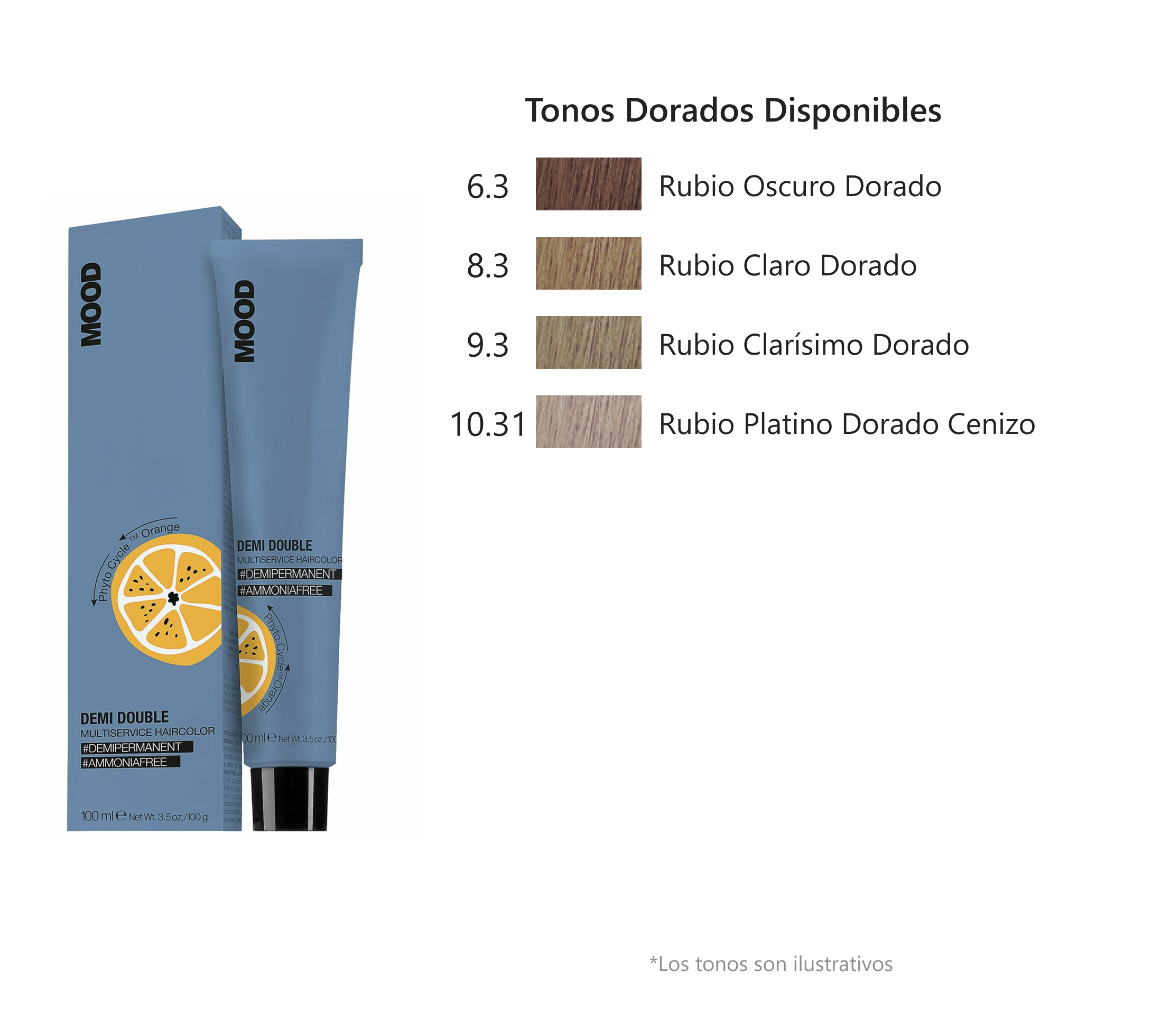 Mood - Tintes Demi Double, Tonos Dorados